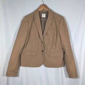 Gap Heather Brown The Academy Blazer Herringbone Jacket Wool Blend Lined Sz 12
